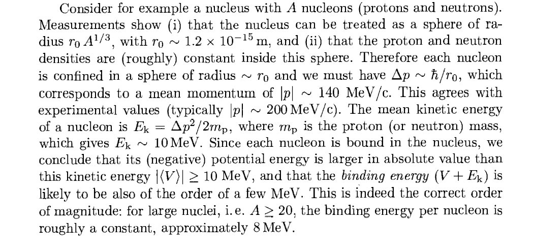 Uncertainity Principle Estimates for Nuclei